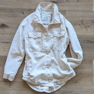 Beige oversized "Shacket" button up Jacket Shirt sz small